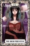  anchor black_hair blue_eyes book cube english flower igarashi_(wp13) long_hair nico_robin one_piece solo tarot 