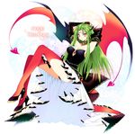  armpits ass blush breasts c.c. cleavage code_geass creayus detached_sleeves dress facial_mark forehead_mark full_body green_hair heart high_heels jewelry legs long_hair medium_breasts shoes sigil solo thighhighs white_background wings yellow_eyes 