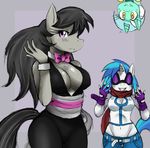  anthro anthrofied black_hair blue_hair blush bow_tie breasts cleavage clothed clothing equine eyewear female friendship_is_magic goggles hair hi_res horn horse long_hair looking_at_viewer lyra_(mlp) lyra_heartstrings_(mlp) mammal music my_little_pony octavia_(mlp) pony purple_eyes scarf short_hair smile sssonic2 sunglasses tail two_tone_hair unicorn vinyl_scratch_(mlp) 