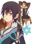  alvin_(tales) bad_id bad_pixiv_id black_hair boots brown_eyes brown_hair gloves jude_mathis knee_boots male_focus mike_(1-3) multiple_boys scarf smile tales_of_(series) tales_of_xillia white_background xillia_symbol yellow_eyes 
