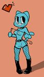  &hearts; anthro blue blue_body boots breasts cartoon cat challenge_accepted dominatrix feline female fishnet grin mammal nicole_watterson nipples nude party_time pussy queen_of_spew smile solo standing tail the_amazing_world_of_gumball whip 