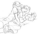  book couple ferret hat jeans male mammal marten monochrome mustelid nuzzle socks tail vasuki 