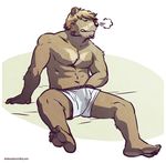  artdecade bear black_nose blonde_hair eyes_closed grizzly_bear hair male mammal muscles solo topless underwear 