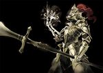  dark_souls dragon_slayer_ornstein full_armor helmet polearm red_hair solo souls_(from_software) spear tsurukame weapon 