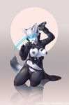  anthro bell breasts collar exposed eyewear female glasses gun moon nipples pranktail ranged_weapon sci-fi scifi solo suit sword weapon 