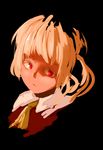  ascot blonde_hair colored_eyelashes expressionless face flandre_scarlet no_hat no_headwear portrait red_eyes satsuki_neko short_hair side_ponytail simple_background solo touhou 