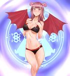  :o ashemu bad_id bad_pixiv_id bat_wings beatmania blush breasts cleavage covered_nipples delta5546 demon_girl hands_on_own_chest highres horns large_breasts legs long_hair navel open_mouth pink_hair red_eyes solo succubus underboob wings 