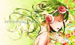  bare_shoulders closed_eyes goggles goggles_on_head green_hair gumi headphones megpoid_(vocaloid3) music nou open_mouth profile short_hair singing solo vocaloid 