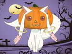  bat cemetery chak3 cross grave graveyard halloween jack-o&#039;-lantern jack-o'-lantern kyubey looking_at_viewer mahou_shoujo_madoka_magica mask mon moon no_humans tree 