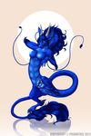  anthro anus big_breasts blue_body blue_eyes blue_hair breasts chinese_dragon claws dragon female hair horn long_hair looking_at_viewer lung moon nipples nude pinup plain_background pose pranktail presenting pussy reflection scalie selena single solo 