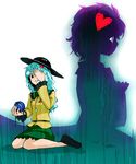  blood covering_eyes hat heart highres komeiji_koishi komeiji_satori long_hair multiple_girls short_hair siblings silhouette sisters tears touhou yokohachi 