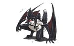  bad_id bad_pixiv_id black_hair blood claws cuts dragon injury kozaki_yuusuke lingerie monster_girl monster_hunter nargacuga personification scales scar simple_background solo squatting underwear wyvern 