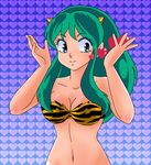 1girl bikini bra breasts female green_hair horns lingerie long_hair lum oni solo swimsuit underwear urusei_yatsura 