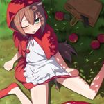  :p animal_ears apple baka_to_test_to_shoukanjuu basket blood blush brown_hair bulleta bulleta_(cosplay) cosplay dress explosive food fruit green_eyes grenade gun hood kanna_asuke kinoshita_hideyoshi knife male_focus one_eye_closed otoko_no_ko red_skirt sexually_suggestive skirt solo tail tongue tongue_out vampire_(game) weapon wolf_ears wolf_tail 