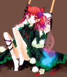  animal_ears braid cat_ears cat_tail extra_ears kaenbyou_rin mousouchiku multiple_tails red_eyes red_hair shoes short_hair single_shoe solo tail touhou 