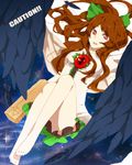  bad_id bad_pixiv_id barefoot bow brown_hair eyes feet green_bow hair_bow long_hair mousariababa red_eyes reiuji_utsuho solo touhou wings 