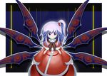  hair_bobbles hair_ornament lavender_hair long_hair mocchi multiple_wings purple_eyes purple_wings shinki side_ponytail solo touhou wings 