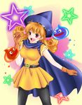  alena_(dq4) blush breasts cape dragon_quest dragon_quest_iv earrings gloves hat jewelry large_breasts long_hair moon-p open_mouth orange_hair pantyhose red_eyes slime_(dragon_quest) smile star 