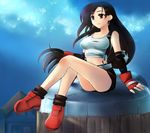  brown_eyes brown_hair final_fantasy final_fantasy_vii long_hair sitting tifa_lockhart 