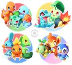  &gt;_&lt; blush bulbasaur charmander chikorita chimchar closed_eyes crossed_arms cyndaquil everyone fangs gen_1_pokemon gen_2_pokemon gen_3_pokemon gen_4_pokemon kuo mudkip no_humans open_mouth piplup pokemon pokemon_(creature) squirtle torchic totodile treecko turtwig 