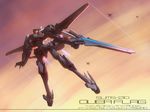  flying gun gundam gundam_00 king_of_unlucky mecha no_humans sky text_focus weapon 