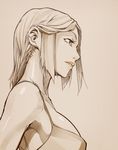  armpits breasts large_breasts lips monochrome original short_hair sketch solo spot_color sun-3 