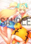  :p ;p blazblue blonde_hair bow flat_chest hair_bow jubei_(blazblue) one_eye_closed platinum_the_trinity sample short_twintails tongue tongue_out toshocard twintails two_side_up 