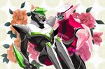  bad_id bad_pixiv_id barnaby_brooks_jr carrying ckfji flower kaburagi_t_kotetsu multiple_boys parody pink_flower pink_rose power_armor power_suit princess_carry rose sparkle superhero tiger_&amp;_bunny wild_tiger 