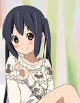  black_hair brown_eyes errant k-on! long_hair looking_at_viewer nakano_azusa smile solo twintails 