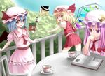  billy_herrington book broom broom_riding canae0 child crossdressing cup female flandre_scarlet flat_chest forest fujoshi gachimuchi_pants_wrestling genderswap hat hong_meiling kirisame_marisa male nature patchouli_knowledge pointing railing reading remilia_scarlet table tea teacup touhou translated wings witch witch_hat 