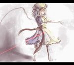  canae0 dress female glowing glowing_eye hat letterboxed red_eyes remilia_scarlet solo touhou 