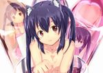  animal_ears black_hair brown_eyes cat_ears k-on! long_hair naka nakano_azusa nude solo twintails 