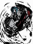  abstract bad_id bad_pixiv_id black_sclera blue_eyes blue_hair f7(eiki) heterochromia highres karakasa_obake red_eyes short_hair solo tatara_kogasa tongue touhou umbrella 