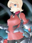  blonde_hair blue_eyes breasts cameltoe emily_armond gundam gundam_age machine pantyhose restrained science_fiction short_hair small_breasts solo stationary_restraints wancozow 