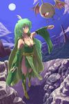  female final_fantasy final_fantasy_iv girl green_hair highres katatuki monster moon night rydia sky 