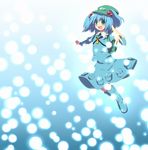  aqua_eyes aqua_hair backpack bad_id bad_pixiv_id bag boots hair_bobbles hair_ornament hat kawashiro_nitori key rubber_boots skirt solo soranagi touhou two_side_up 