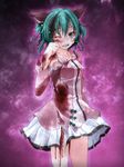  animal_ears bad_id bad_pixiv_id blood blood_on_face bloody_clothes dress green_eyes green_hair highres kasodani_kyouko one_eye_closed open_mouth rubbing_eyes s-syogo short_hair skirt solo tears torn_clothes torn_dress touhou white_skirt 
