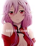  bad_id bad_pixiv_id bare_shoulders center_opening detached_sleeves guilty_crown hair_ornament hairclip komine lips long_hair pink_hair red_eyes solo twintails yuzuriha_inori 