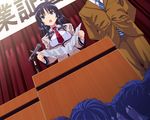  audience microphone necktie podium public school school_uniform sow_private_training_school stage tie 