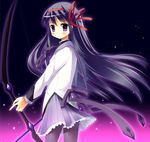  akemi_homura black_hair black_legwear highres long_hair mahou_shoujo_madoka_magica pantyhose purple_eyes ro_(61232ta) solo 