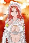  breasts cleavage copyright_name criss-cross_halter dark_souls halterneck highres kofire large_breasts midriff navel queen_of_sunlight_gwynevere solo souls_(from_software) 