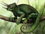  animal aogachou chameleon green_skin horns lowres no_humans solo tail 