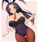  ahoge animal_ears black_hair blue_hair breasts bunny_ears bunny_girl bunnysuit cameltoe cleavage covered_nipples detached_collar fishnet_pantyhose fishnets gradient_hair hips idolmaster idolmaster_(classic) large_breasts long_hair miura_azusa multicolored_hair necktie pantyhose purple_eyes solo thigh_gap thighs van-s wide_hips wrist_cuffs 