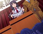  audience blush endured_face necktie podium public school school_uniform sow_private_training_school stage tie 