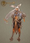  animal_ears armor bunny_ears dark_skin final_fantasy long_hair midriff peach_(marslave) pixiv_fantasia pixiv_fantasia_5 red_eyes solo viera white_hair 