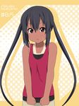  :t bare_shoulders black_hair brown_eyes casual clenched_hands ikari_manatsu k-on! long_hair nakano_azusa pout solo tan tank_top tanline twintails 