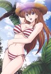  absurdres bikini breasts cloud clouds hat highres large_breasts long_hair neon_genesis_evangelion sky soryu_asuka_langley souryuu_asuka_langley swimsuit uninigumi 