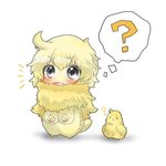  :o ? animal_costume bad_id bad_pixiv_id bird black_eyes blonde_hair chibi chick fang original rebecca_(keinelove) solo v-shaped_eyebrows 