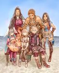  3boys 3girls ^_^ bad_id bad_pixiv_id beach boots carna closed_eyes day dunban fiorun melia multiple_boys multiple_girls nopon open_mouth outdoors rein_(xenoblade) riki_(xenoblade) shulk sitting sky smile thighhighs water xenoblade_(series) xenoblade_1 