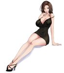  arm_support baru_(val-val) breasts curvy finger_to_mouth heels high_heels highres huge_breasts legs long_legs milf nail_polish original thighs val-val wide_hips 